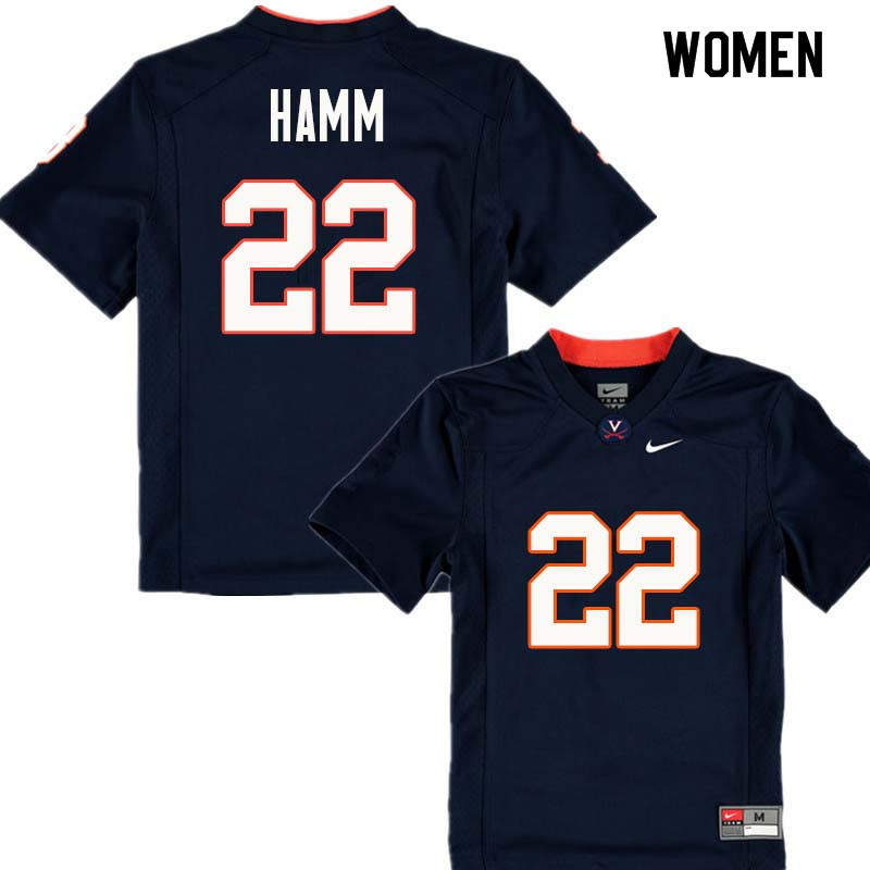 Women #22 Daniel Hamm Virginia Cavaliers College Football Jerseys Sale-Navy